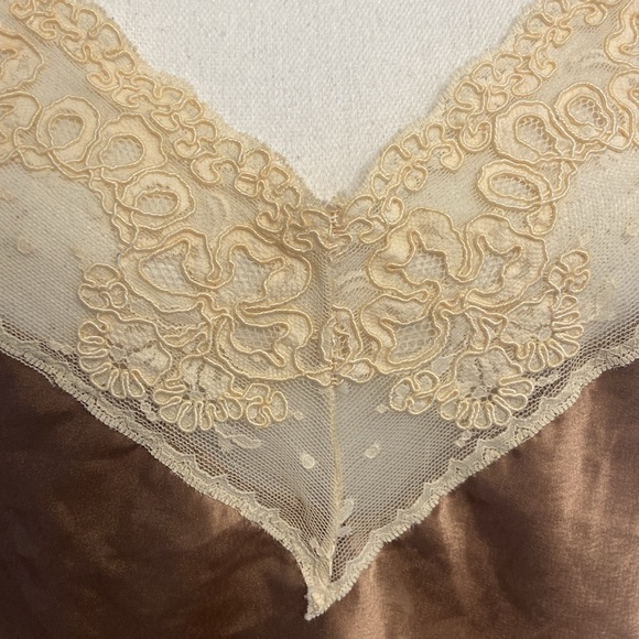 Vintage satin lace camisole tank top neutral brown cream no size small medium - Picture 13 of 17